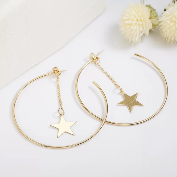 Star Loop Earrings - Picture 2 of 6